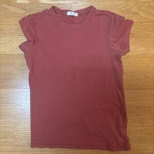 Rag & Bone Rust Basics Preppy Cotton Blend Soft Classic Crew Neck T-shirt XS